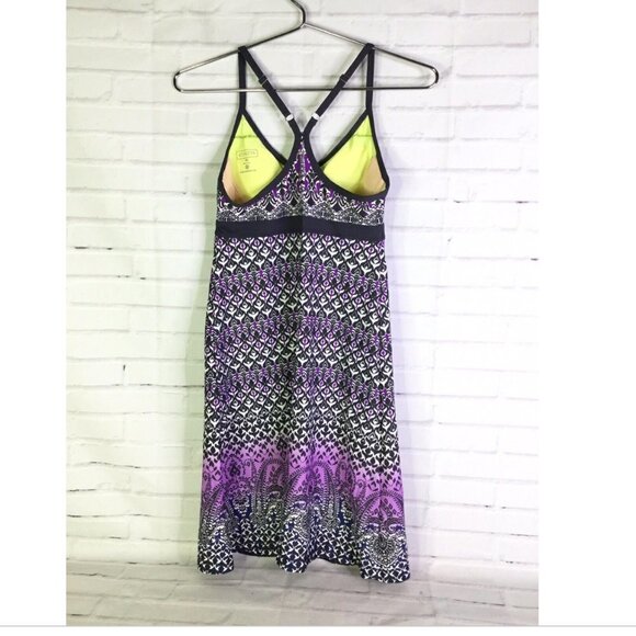 ** Athleta Shorebreak Activewear Swim Dress Racer Back Purple Bombay Print Sz XS - Picture 2 of 10